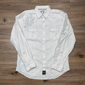 wrangler rock 47 embroidered pearl snap long sleeve shirt